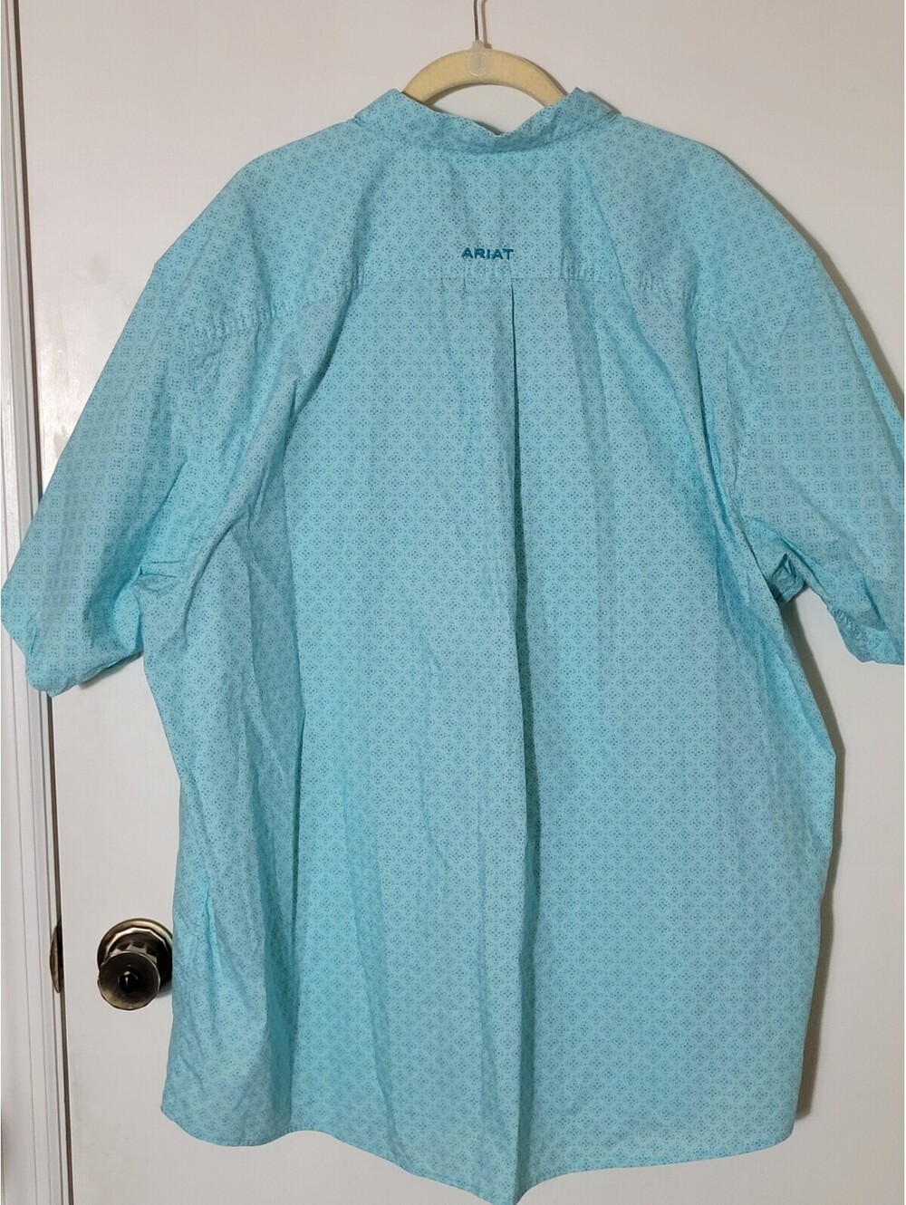 Ariat Western Medallion Geometric Short Sleeve Button Down Shirt Teal XXL Rodeo - Picture 4 of 9
